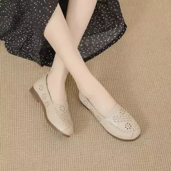 Мамины кожаные туфли на мягкой подошве: Легкие, нескользящие, дышащие, идеально подходят для весны, лета и осени, идеально подходят для женщин среднего и пожилого возраста 37 (Foot Length 23cm-23.5cm)