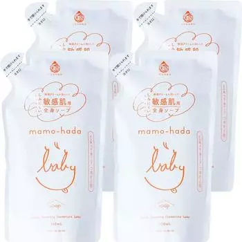Mamohada Детское мыло-пена, сменный блок 350 мл, набор из 4 мыл для всего тела, мыло для тела для младенцев, детей, мам, детей, для чувствительной кожи, сильно увлажняющий, сменный блок