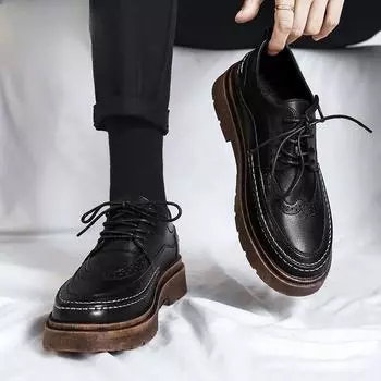 Man Casual Shoe Round Toe Leather Shoes For Men Brogue Luxury Sale Adults Fashion 2024 Elegant Cheap Clearance Korean Style Pu 39