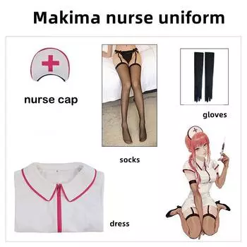 Man Chainsaw Mitaka Asa Yoshida Cosplay Costume Nurse Uniform Carnival Halloween Nurse Uniform,L
