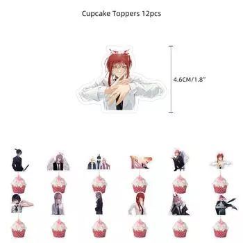 Man Chainsaw Party Birthday Supplies Cupcake Topper Balloon Banner Decoration 12pcs Toppers