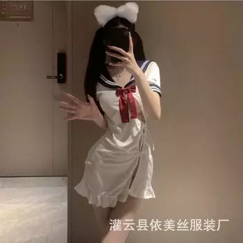 Мужское желание нижнее белье сексуальный полый школьный костюм матросский костюм косплей костюм чистого желания ремень униформа искушение One size