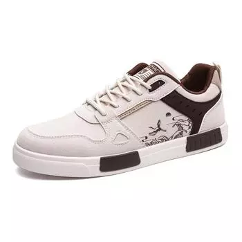 Man Flat Casual Shoes Printing Design Big Size 38-47 Man Skateboard Shoes Outdoor Sports Running Shoes Male Leather Sneakers2025 38