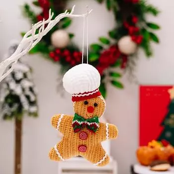 Man Gingerbread Festive Plush Ornament For Christmas Tree Cheerful Yellow Party Decoration Gingerbread Man Male