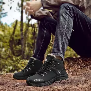 Man Hiking Shoes Wear-Resistant Sneakers Non-slip Men Outdoor Sneaker Waterproof Light Male Walking Shoes 38 чёрный