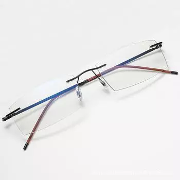 Man Rimless Reading Glasses Women Blue Light Blocking Read Glasses HD Lenses Presbyopic Eyewear Half Frame Presbyopia Eyeglasses +100