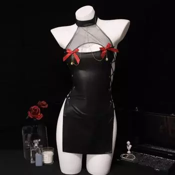 Мужчина хочет повеселиться в одежде, Новые сексуальные бесплатные униформы для маленькой груди, Искушение лакированная кожа маленький дьявол кос горячий костюм average size [recommended 80-60kg]