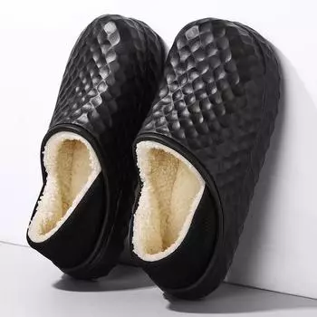 Man Winter Watertight Cotton Slippers Woman Autumn Non-slip Warm Daily Indoors Fleece Couple Shoes Soft Comfortable Convenient 36-37
