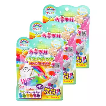 Manaburo kids bath salts colorful bath palette 3 bag set rainbow mix