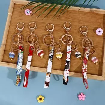 Манэки Неко Сакура Керамика Fortune Lucky Cat Брелок для ключей Автомобильная сумка Подвеска
