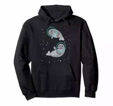 Manatee Astronaut Hoodie Manatee Gift Women Space Manatee Hoodie чёрный