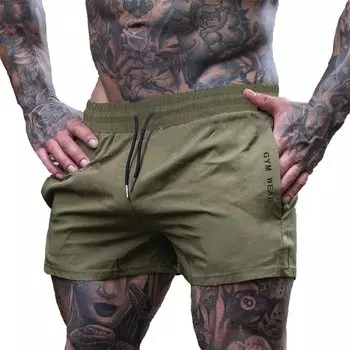 Manatsulife Gym Woven Simple DK17 Men s Shorts, Quick-Drying, Fabric, Two-Pocket, 3/4 Length, Design, (Green, XL)