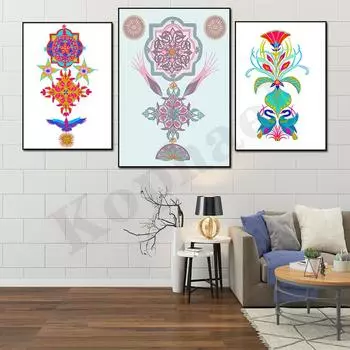Мандала Арт Пастель Эстетическое Красочное Цветочное Растение Причудливый Яркий Дух Уникальный Цветок Дзен Декоративный Плакат 21cm30cm NoFrame