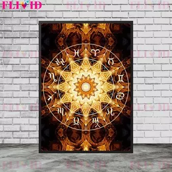 Мандала Астрология, Астрология, Скандинавские Плакаты, Картины На Холсте, Настенная Роспись В Гостиной 21cm30cm NoFrame