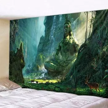 Мандала богемная долина статуя Будды с принтом настенный гобелен домашний декор гобелен подходит для спальни гостиной общежития 100X75CM