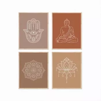 Мандала Будда Лотос Нейтральные цвета Бохо Wall Art Печать Холст Картины Плакат Изображение Дзен Йога Гостиная Домашний Декор Интерьера 21cm30cm NoFrame