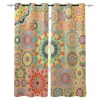 Mandala Colorful Blackout Curtains For Living Room Window Curtains For Bedroom Kitchen Curtains Drapes Blinds W135 x H60cm
