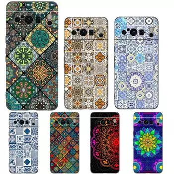 Мандала цветок тотем для Google Pixel 8 7 6 Pro 6A 5G черный чехол для телефона мягкий противоударный чехол силиконовый TPU Shell Coque Pixel 8