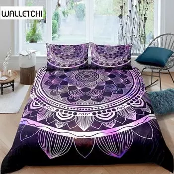 Mandala Duvet Cover Set Bohemian Style Polyester Comforter Cover King Queen Size For Teens Adults Bedding Set With Pillowcase EU single(135x200cm)