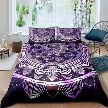 Mandala Duvet Cover Set Bohemian Style Polyester Comforter Cover King Queen Size for Teens Adults Bedding Set with Pillowcase 135x200cm 2pcs