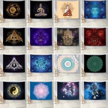 Мандала Хамса Будда Ловец снов полиэстеровый гобелен настенный ковер плед коврик для йоги пляжное полотенце настенный гобелен 100x75cm