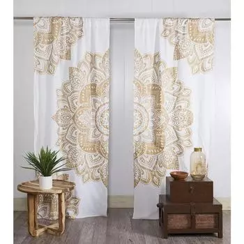 Мандала Йога Любовь Индийский Хиппи Богемный Роскошные Шторы Европейская Гостиная Спальня Кухня Украшения Оконные Украшения 1x50W60H(CM)&Hook