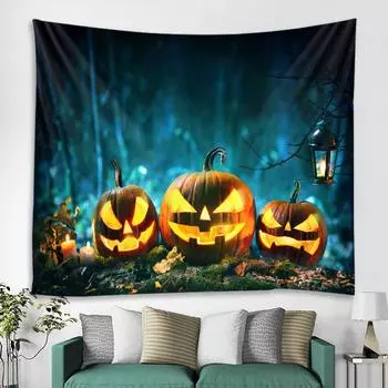 Мандала Мистический Бохо Настенный Гобелен Спальня Страшная Тыква Хэллоуин Декор Вечеринка 100x75cm