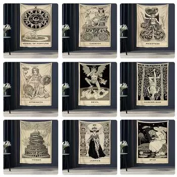 Мандала Таро Гобелен Настенный Психоделический Человек Колдовство Богемный Хиппи Ретро Покер Домашний Декор 95x70CM