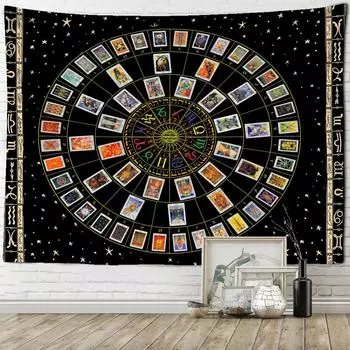 Мандала Таро гобелен Зодиак Звезда пластина Солнце и Луна настенный хиппи Тапиз эстетика художник домашний декор 95x70cm
