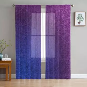 Mandala Window Treatment Tulle Modern Sheer Curtains for Kitchen Living Room the Bedroom Curtains Decoration W135 x H114cm