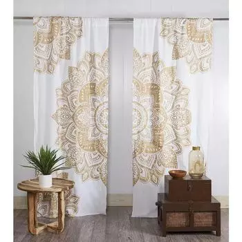 Mandala Yoga Love Indian Hippie Bohemian Luxury Curtains European Living Room Bedroom Kitchen Decoration Window Treatments 2x67W185H(CM)53x73in&Hook