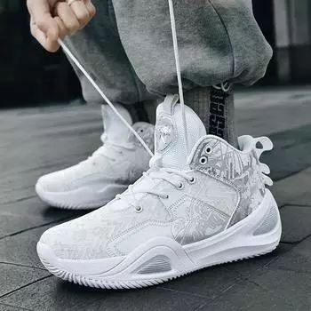 Mandarin duck basketball shoes men s and women s breathable Guochao high-top sports shoes student training sneakers friction sound shock absorption m 35