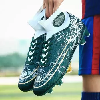 Mandarin duck large size football shoes high top C Romesi spikes men s and women s adult anti-skid competition training broken nail sports shoes 34