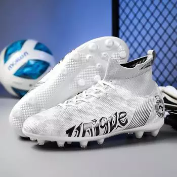 Mandarin duck short nail training football shoes high top leather broken nail sports shoes youth lawn sports shoes 31