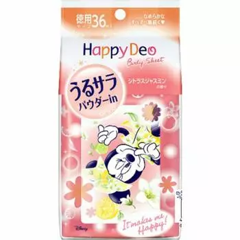 MANDOM Happy Deo Body Sheet Urusara Sweat Wiping Sheet Value Citrus Jasmine 36 листов для женщин (х 1)