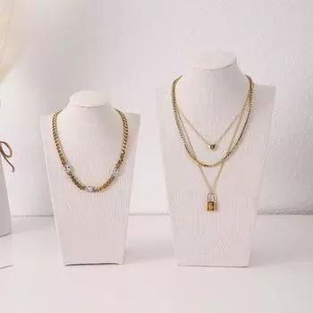 Манекен льняной бархат ожерелье кулон цепочка ювелирные изделия бюст шея дисплей стенд держатель манекен ожерелье кулон витрина S бежевый