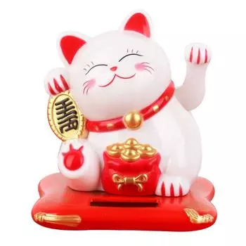 Манеки-нэко на солнечных батареях машет руками Lucky Cat, 3,5-дюймовому счастливому коту, который делает рождественские украшения для домашнего офиса золотой