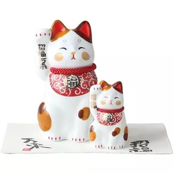 Maneki Neko Maneki Cat Good Luck xx Set Arabesque Luck Cat Porcelain Ale-net W6.5 D7.5 H11.5cm (красный) красный