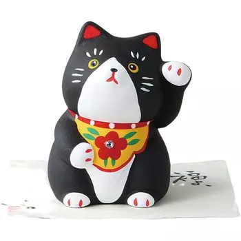 Manekineko Удачи Удачи x 6 x Высота Народное искусство Счастливый кот Керамика Ale-net 5.5 7.6 см (черный) чёрный