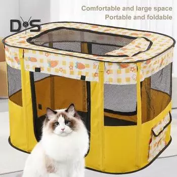 Манеж для домашних животных, складной манеж для собак, переносной вольер для тренировок, палатка для собак, клетка для животных, ограждение для собак, кошек, кроликов S лимонно-желтый