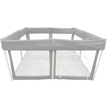 Манеж складной с ковриком и сеткой на двери Hugmuu Hug Moo baby легко моется Моющийся и складной, экономит место, подходит для переноски в помещении и на улице, компактный