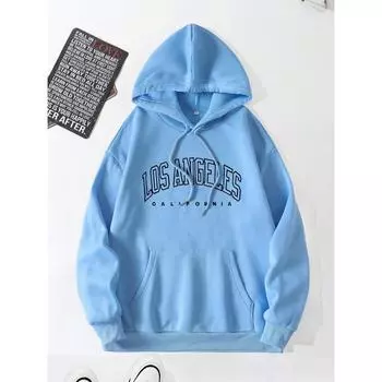 Manfinity Dauomo Men Letter Graphic Kangaroo Pocket Drawstring Thermal Linen Hoodie S