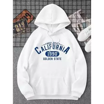 Manfinity Dauomo Men Letter Graphic Kangaroo Pocket Dry Hoodie S