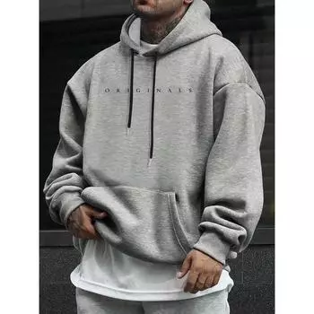 Manfinity Homme Мужская повседневная толстовка с капюшоном и длинным рукавом с принтом в виде букв и карманом S