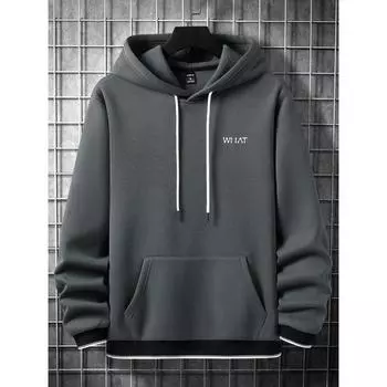 Manfinity Homme Мужская термотолстовка с капюшоном и карманом-кенгуру с графическим принтом и шнурком S