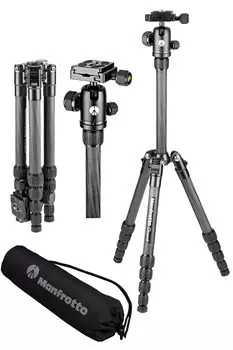 Manfrotto Element Small Black Грузоподъемность 5 шт. 3 уровня угла наклона ног В комплект входит чехол для переноски Штатив, карбон, 6 кг, этапы, регулировка, компактный, чёрный