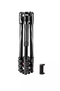 Manfrotto Smartphone clamp included befree Advance Aluminum L tripod kit Black Maximum height 151cm Storage height 40cm Weight Capacity 9kg Ball head