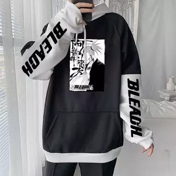 Манга Abarai Renji Bleach толстовки аниме зимние карманы свободные повседневные мужские и женские модные уличные теплые толстовки с длинными рукавами S чёрный