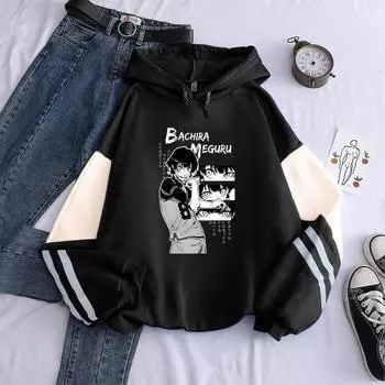 Манга BLUE LOCK Bachira Meguru толстовки креативные мужские и женские лоскутные топы с капюшоном Harajuku модные толстовки в корейском стиле XS ясень черный
