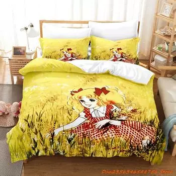 Manga Candy Bedding Set Single Twin Full Queen King Size Bed Set Adult Kid Bedroom Duvetcover Sets 3D Print Anime Bed Sheet Set AU Single(140x210cm)